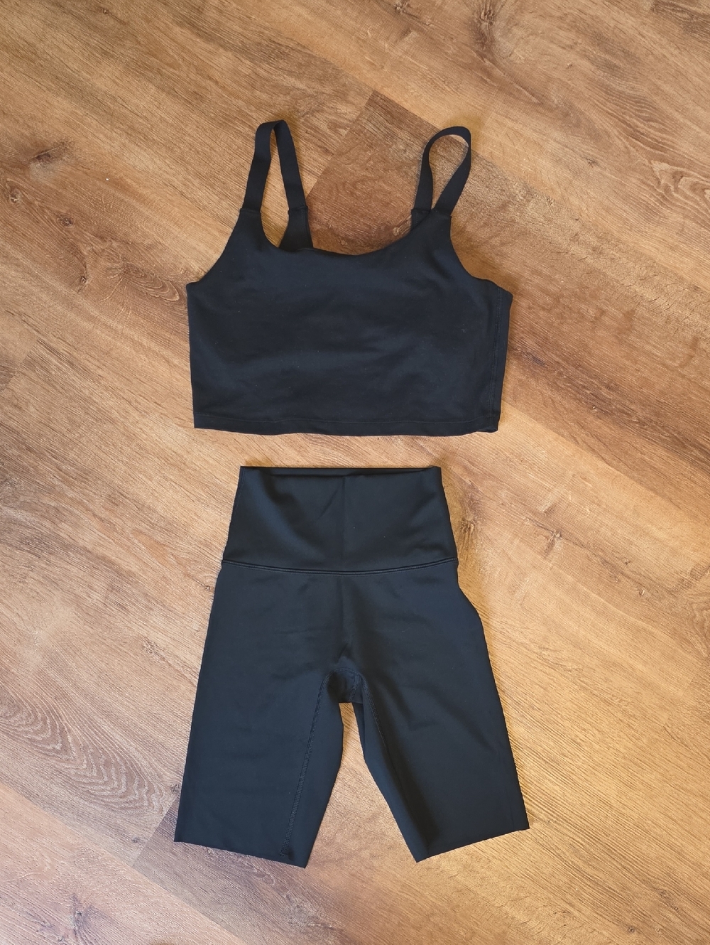 Offline By Aerie Black Activewear Set - Crop Tank & High-Waist Biker Shorts